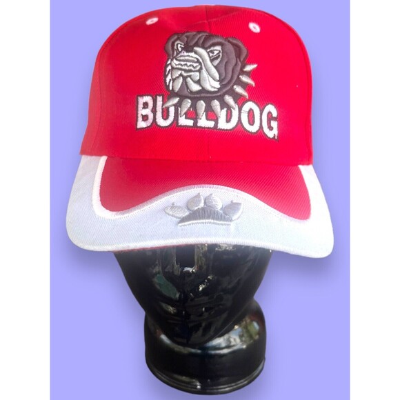 Bulldog British Mastif Hat Cap Strap Back Red White Casual Adult Streetwear OSFM - Picture 2 of 12